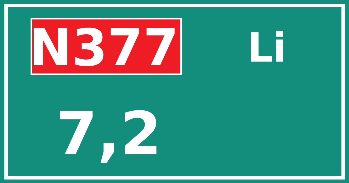 Hectometerbord N377 7,2 zijde Li