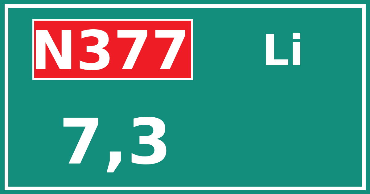 Hectometerbord N377 7,3 zijde Li