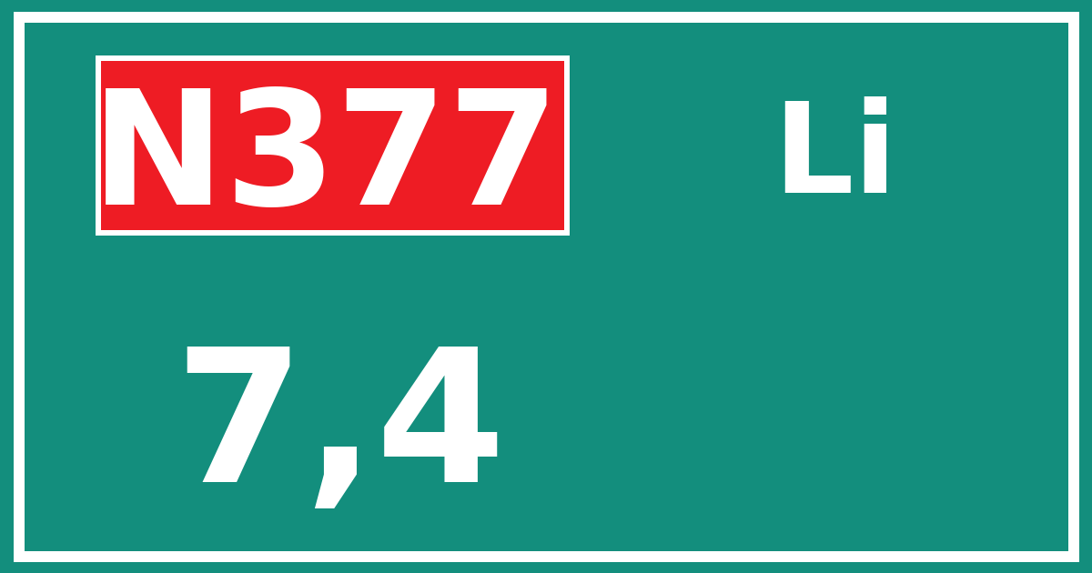 Hectometerbord N377 7,4 zijde Li