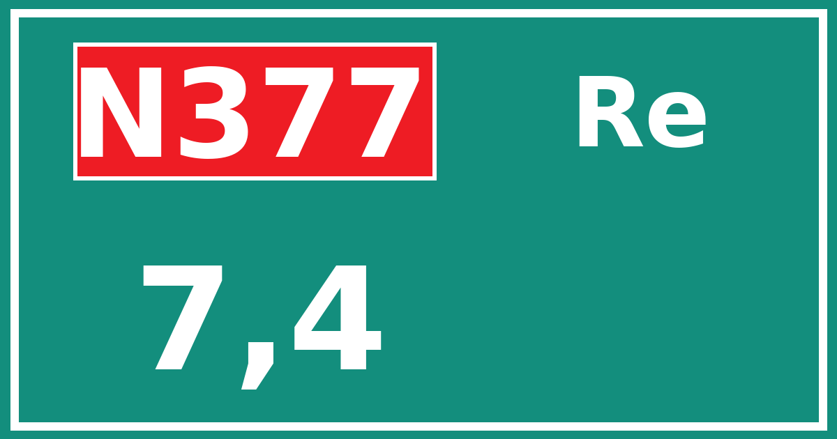 Hectometerbord N377 7,4 zijde Re