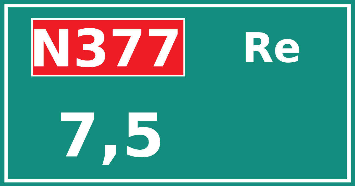 Hectometerbord N377 7,5 zijde Re