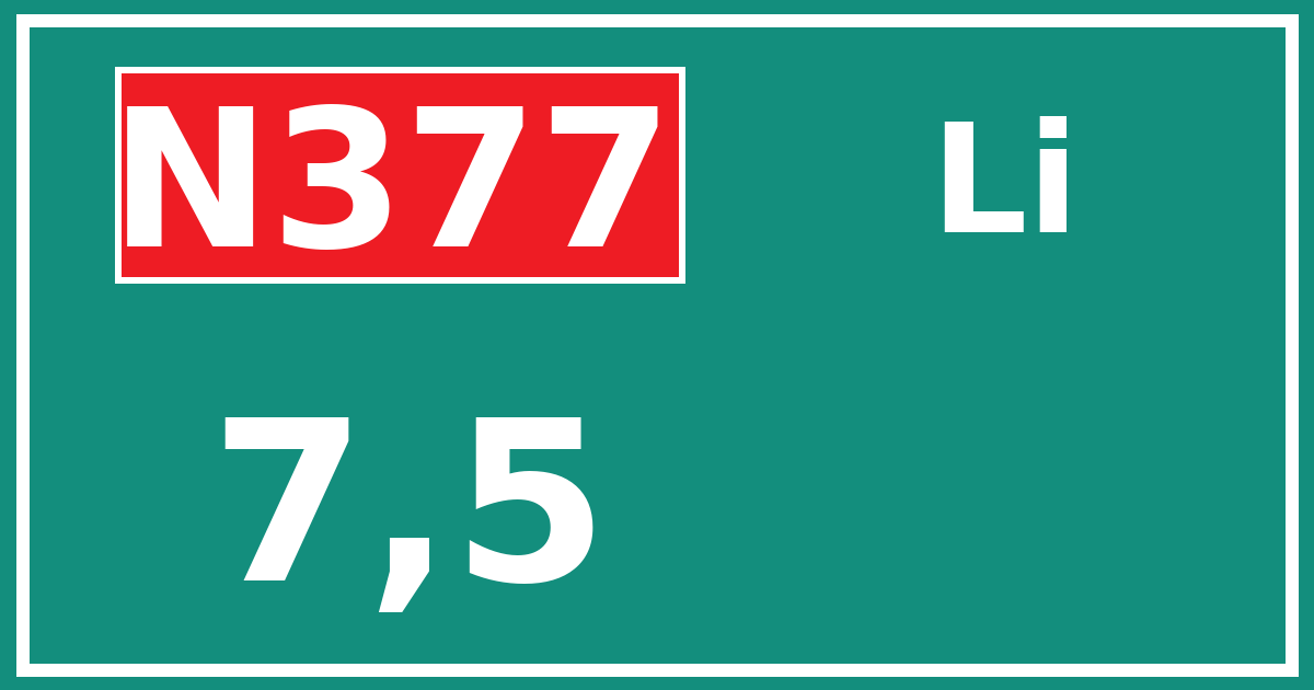Hectometerbord N377 7,5 zijde Li