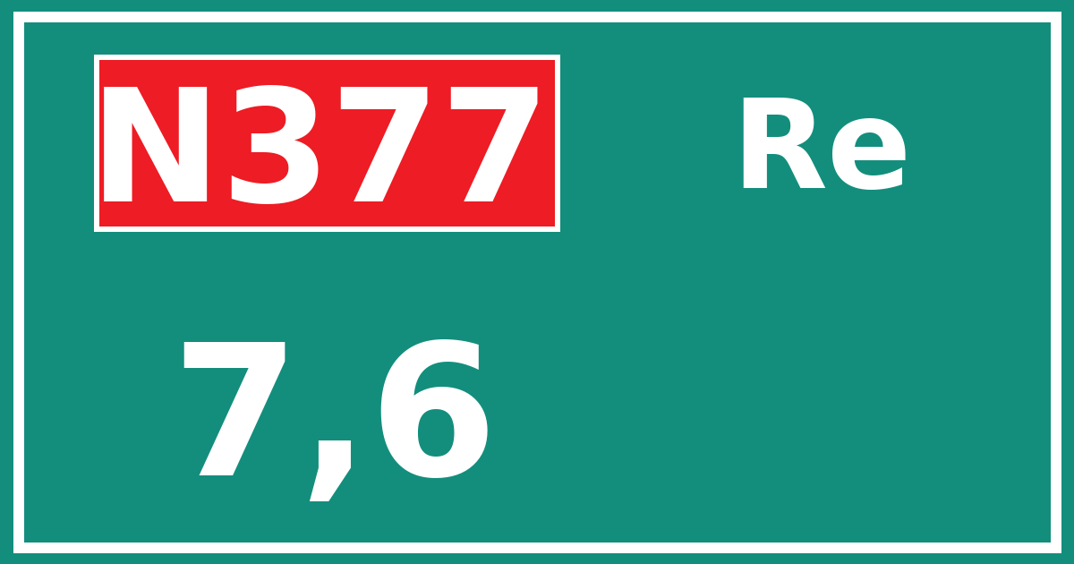 Hectometerbord N377 7,6 zijde Re