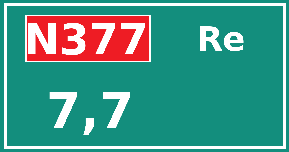 Hectometerbord N377 7,7 zijde Re