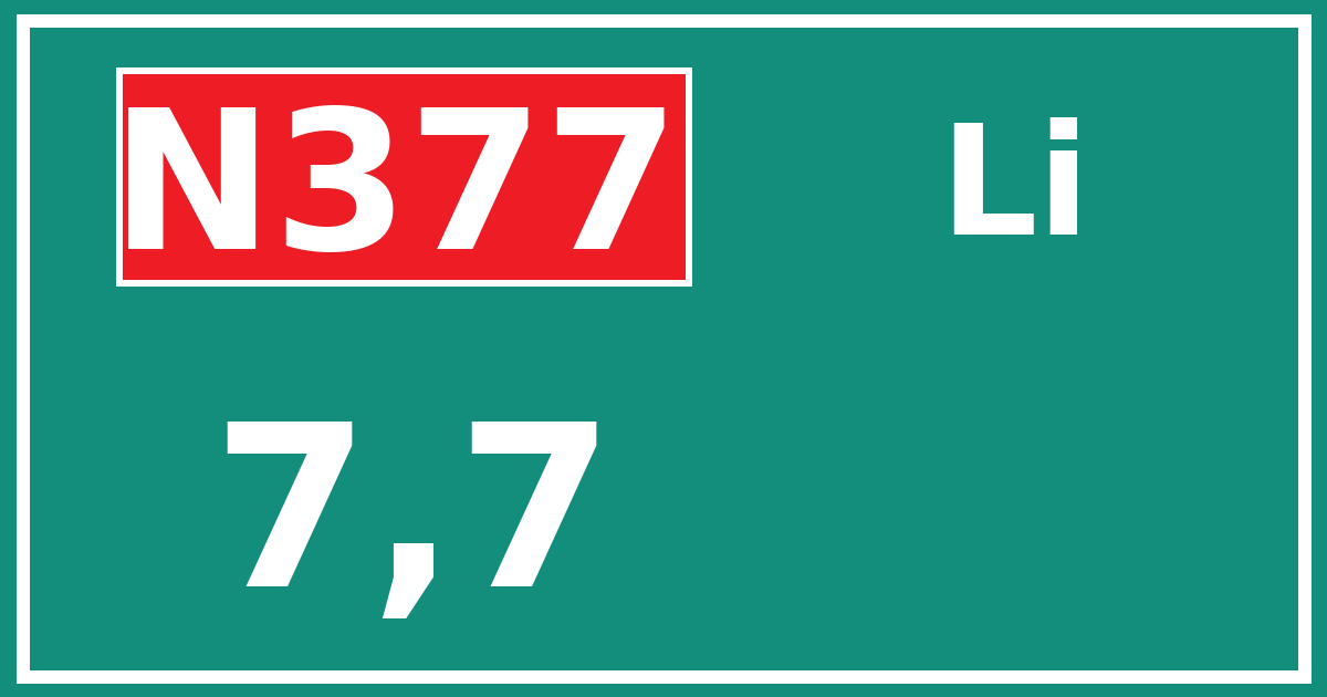 Hectometerbord N377 7,7 zijde Li