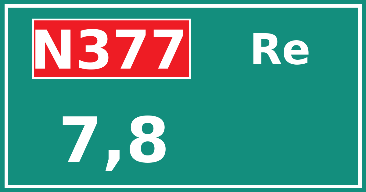 Hectometerbord N377 7,8 zijde Re