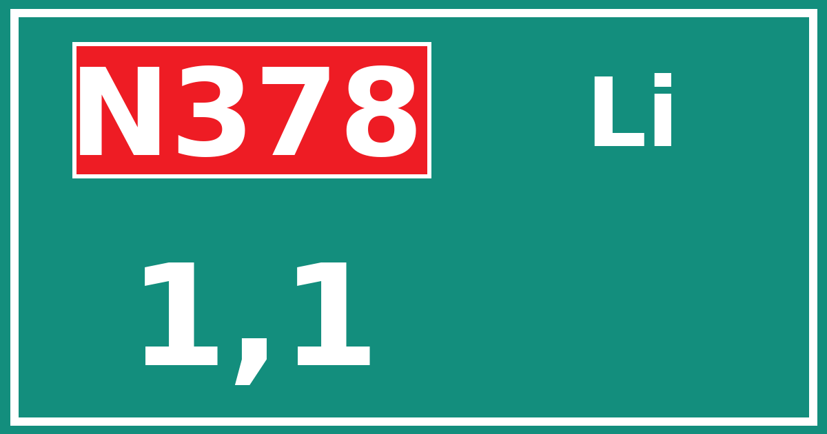Hectometerbord N378 1,1 zijde Li