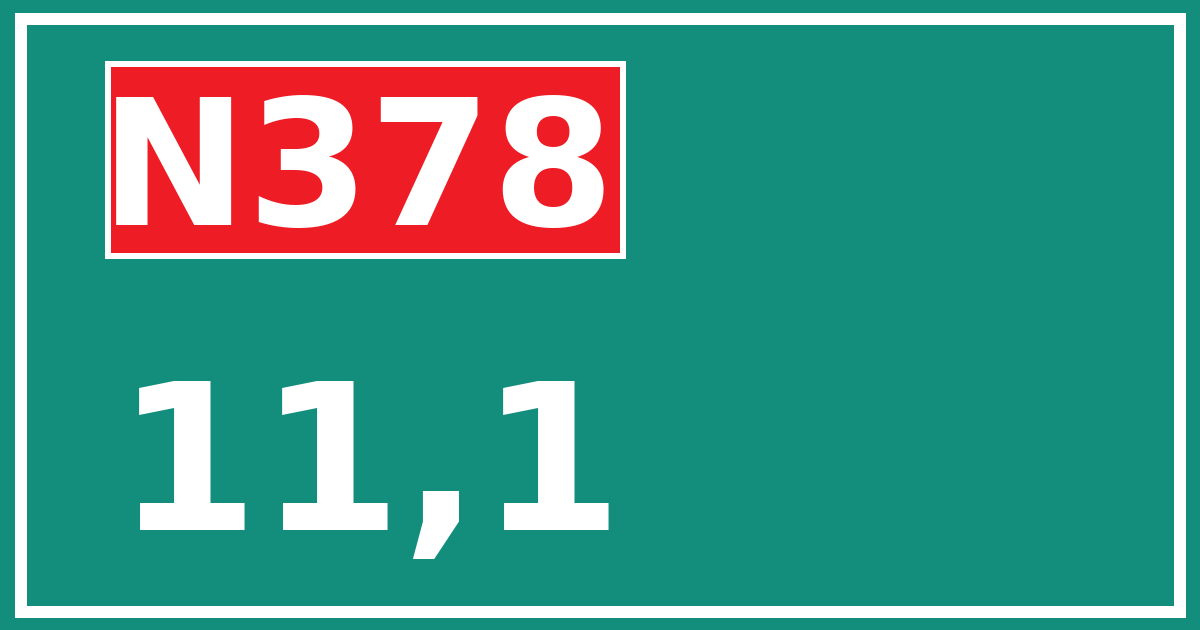 Hectometerbord N378 11,1