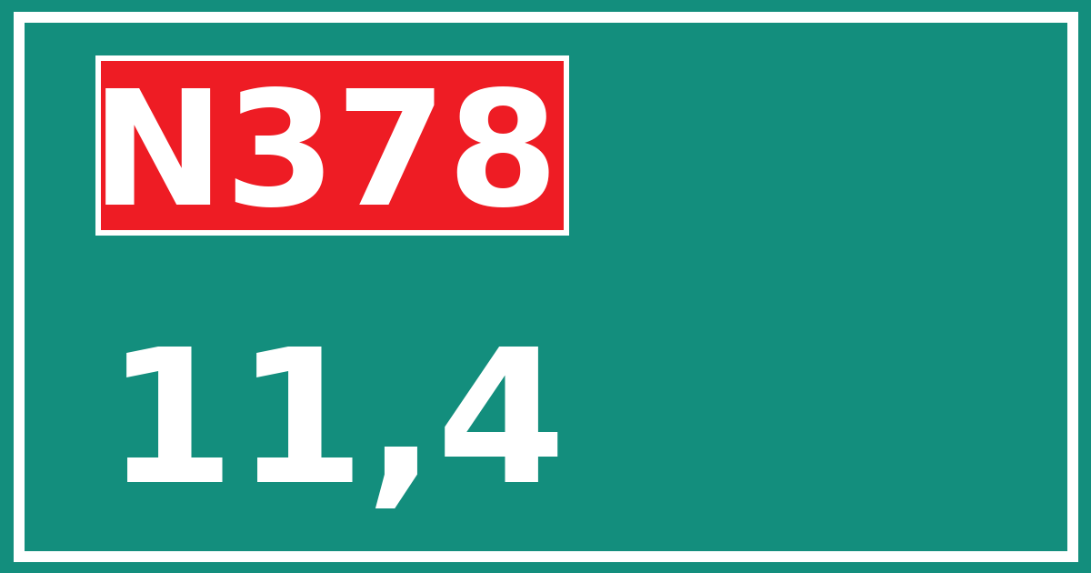 Hectometerbord N378 11,4