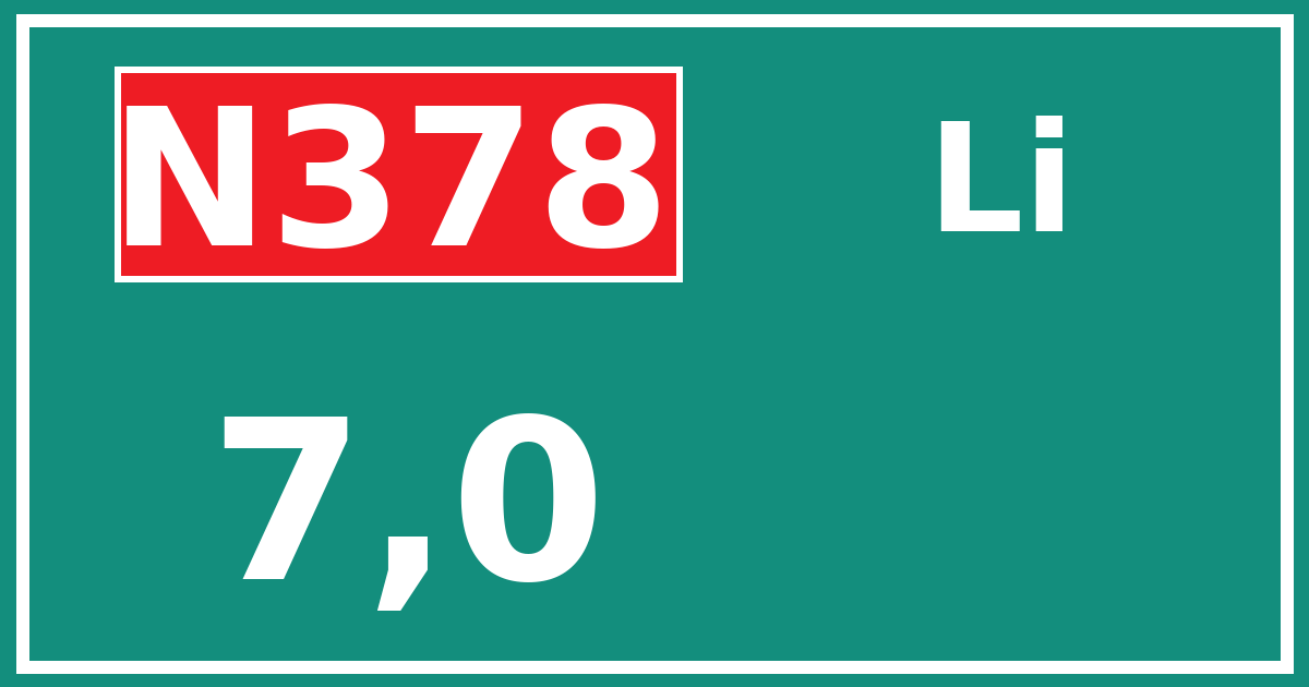 Hectometerbord N378 7,0 zijde Li