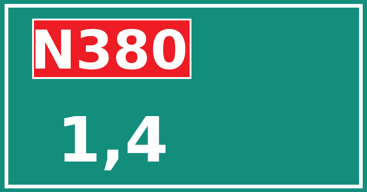 Hectometerbord N380 1,4