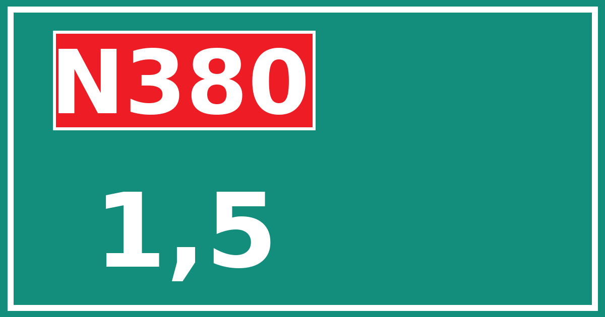 Hectometerbord N380 1,5