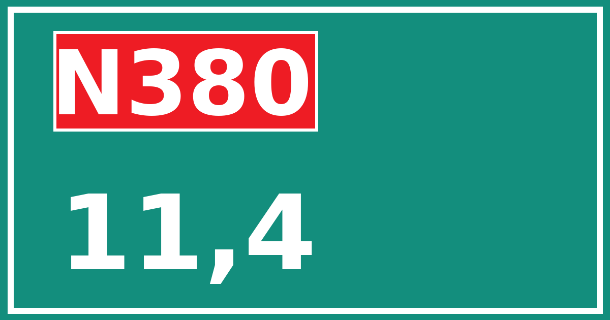 Hectometerbord N380 11,4
