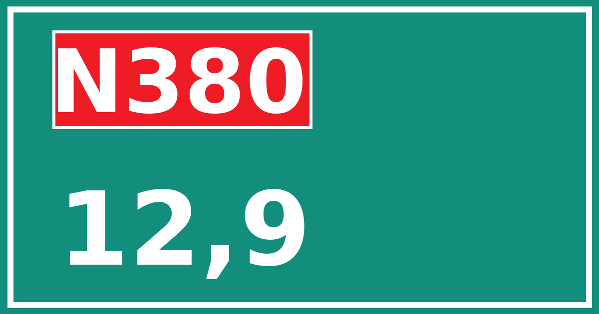 Hectometerbord N380 12,9
