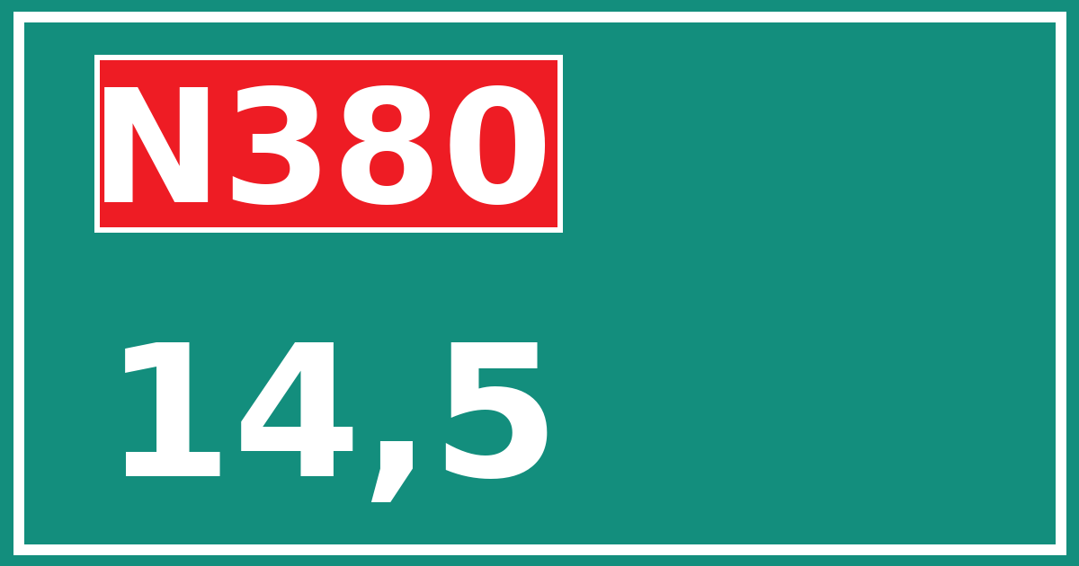 Hectometerbord N380 14,5