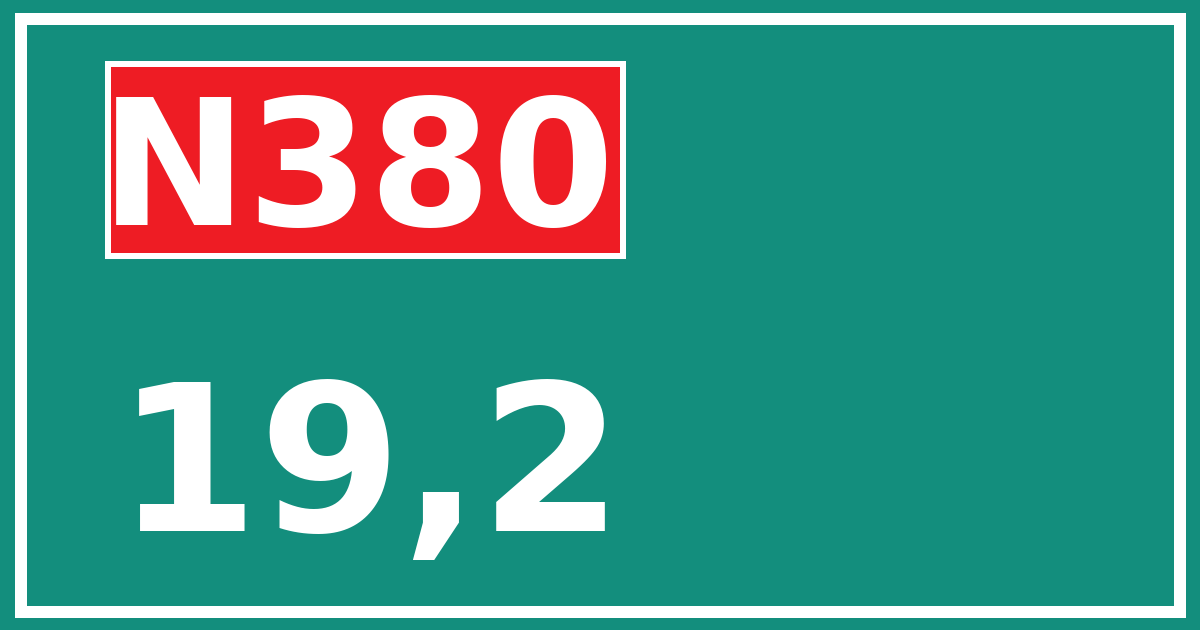 Hectometerbord N380 19,2