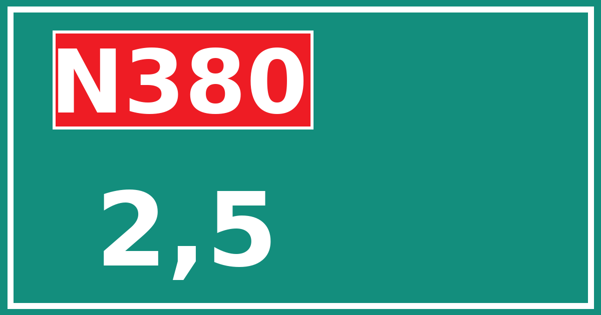 Hectometerbord N380 2,5