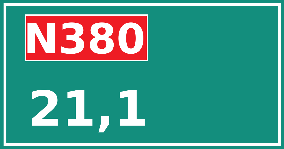 Hectometerbord N380 21,1