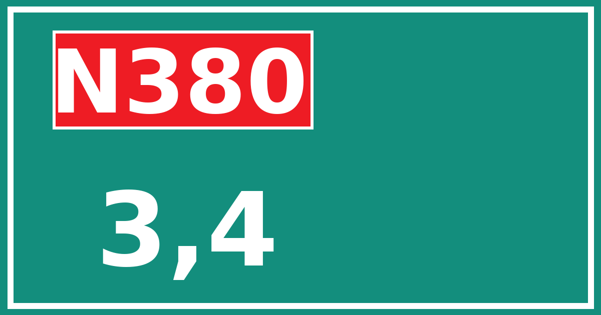Hectometerbord N380 3,4