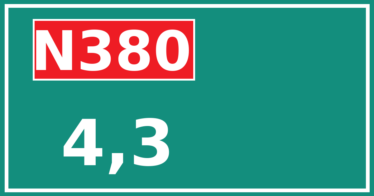 Hectometerbord N380 4,3