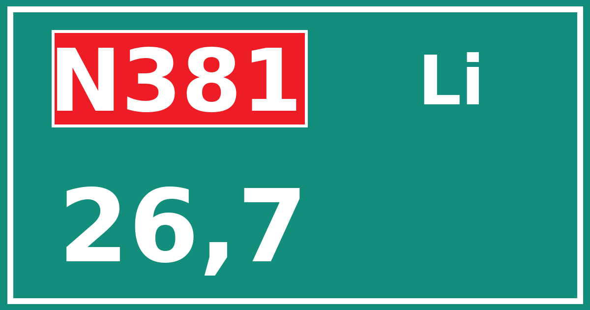 Hectometerbord N381 26,7 zijde Li