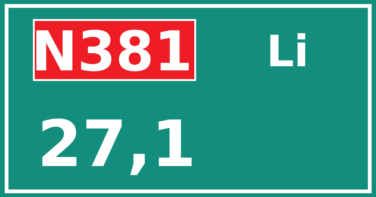 Hectometerbord N381 27,1 zijde Li
