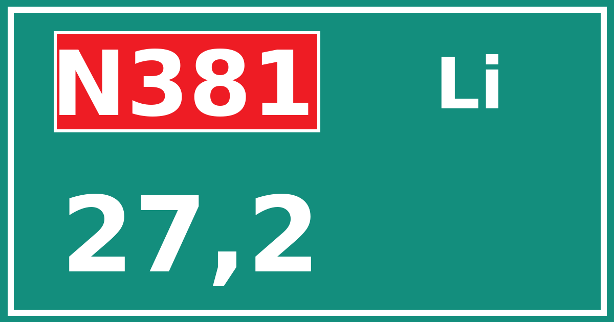 Hectometerbord N381 27,2 zijde Li