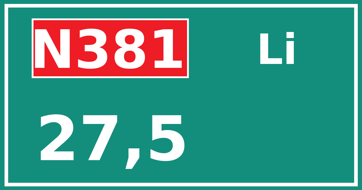 Hectometerbord N381 27,5 zijde Li