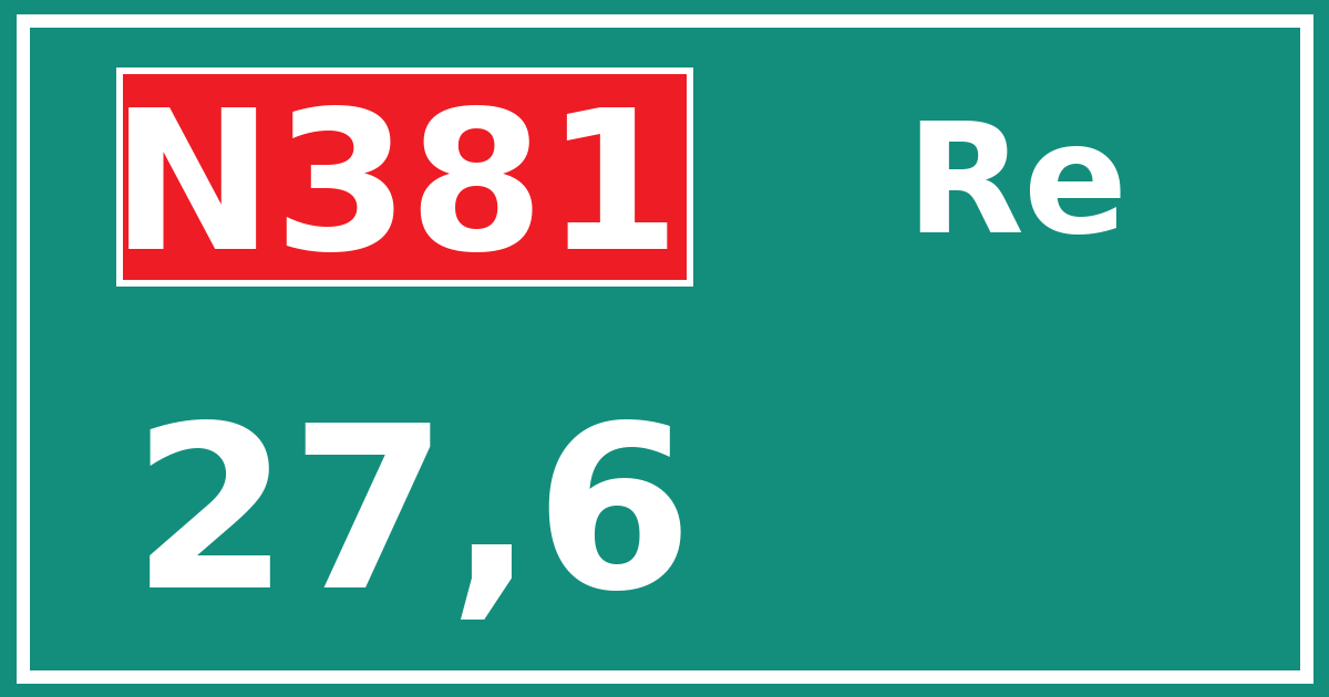 Hectometerbord N381 27,6 zijde Re