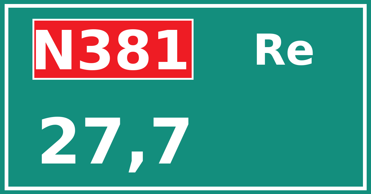 Hectometerbord N381 27,7 zijde Re