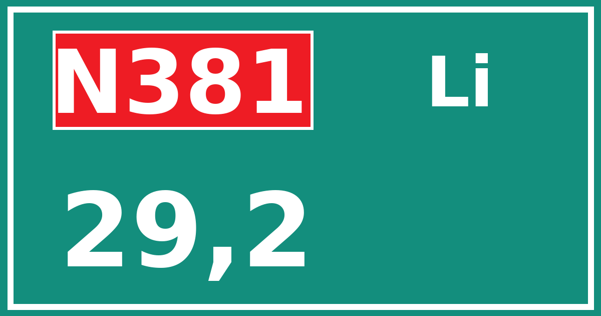 Hectometerbord N381 29,2 zijde Li
