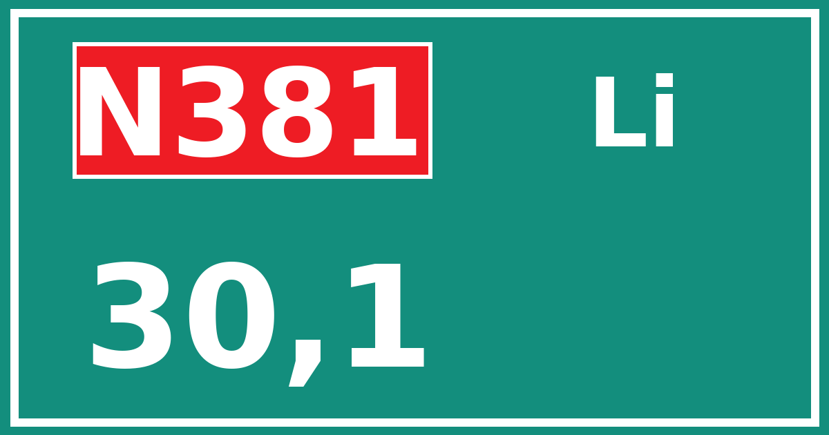 Hectometerbord N381 30,1 zijde Li
