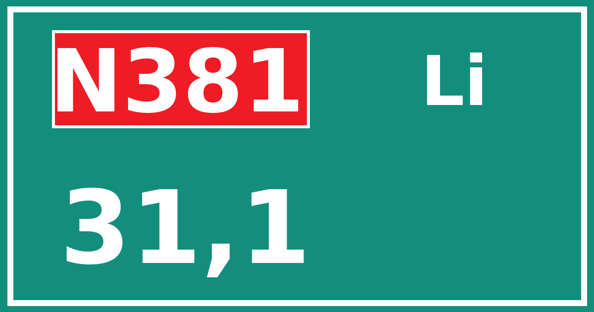 Hectometerbord N381 31,1 zijde Li