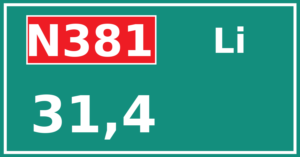 Hectometerbord N381 31,4 zijde Li