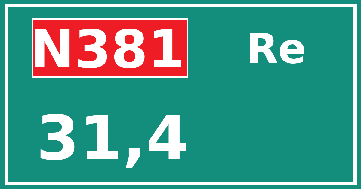 Hectometerbord N381 31,4 zijde Re
