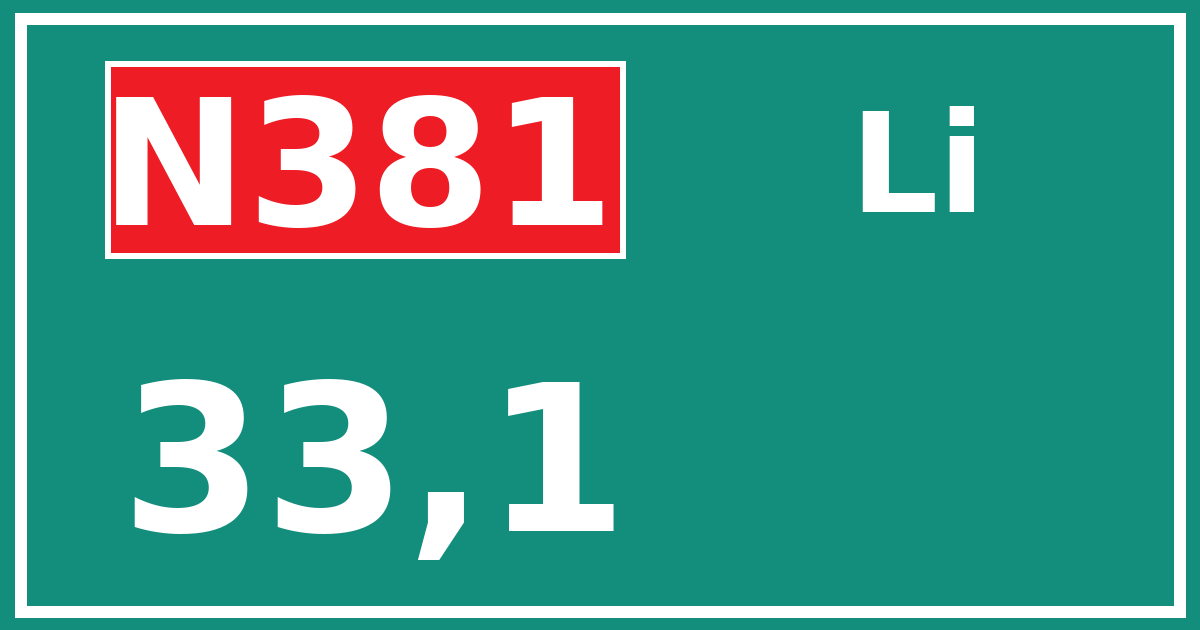 Hectometerbord N381 33,1 zijde Li