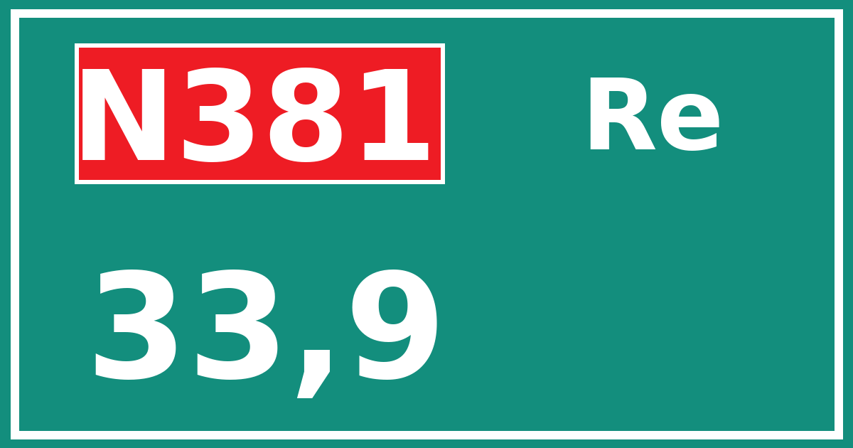 Hectometerbord N381 33,9 zijde Re