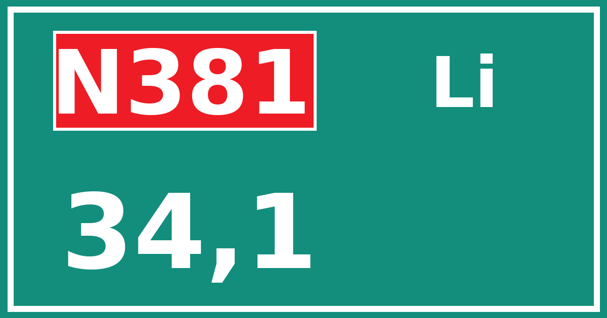 Hectometerbord N381 34,1 zijde Li