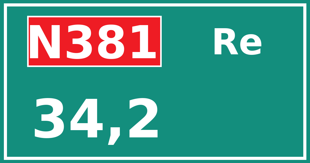 Hectometerbord N381 34,2 zijde Re