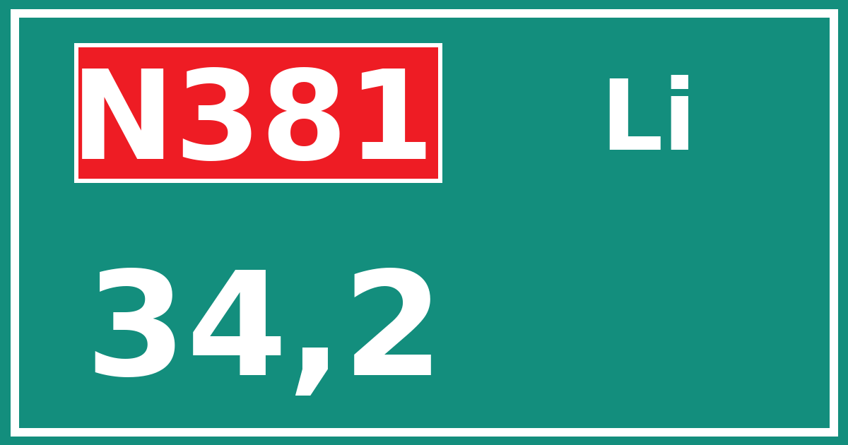 Hectometerbord N381 34,2 zijde Li