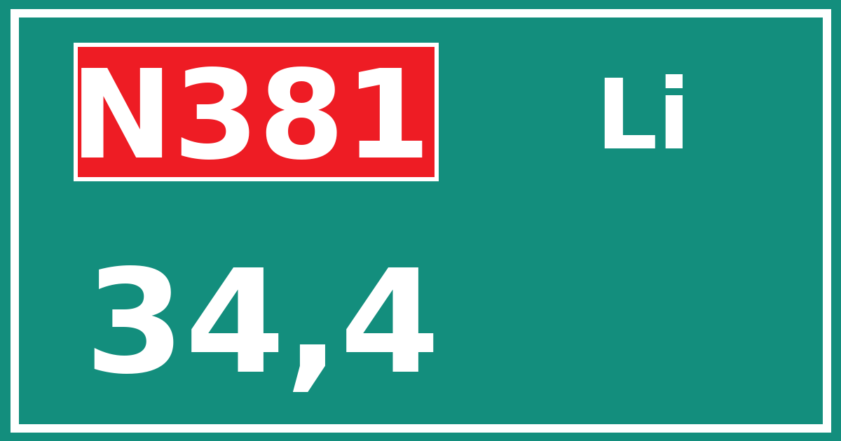 Hectometerbord N381 34,4 zijde Li