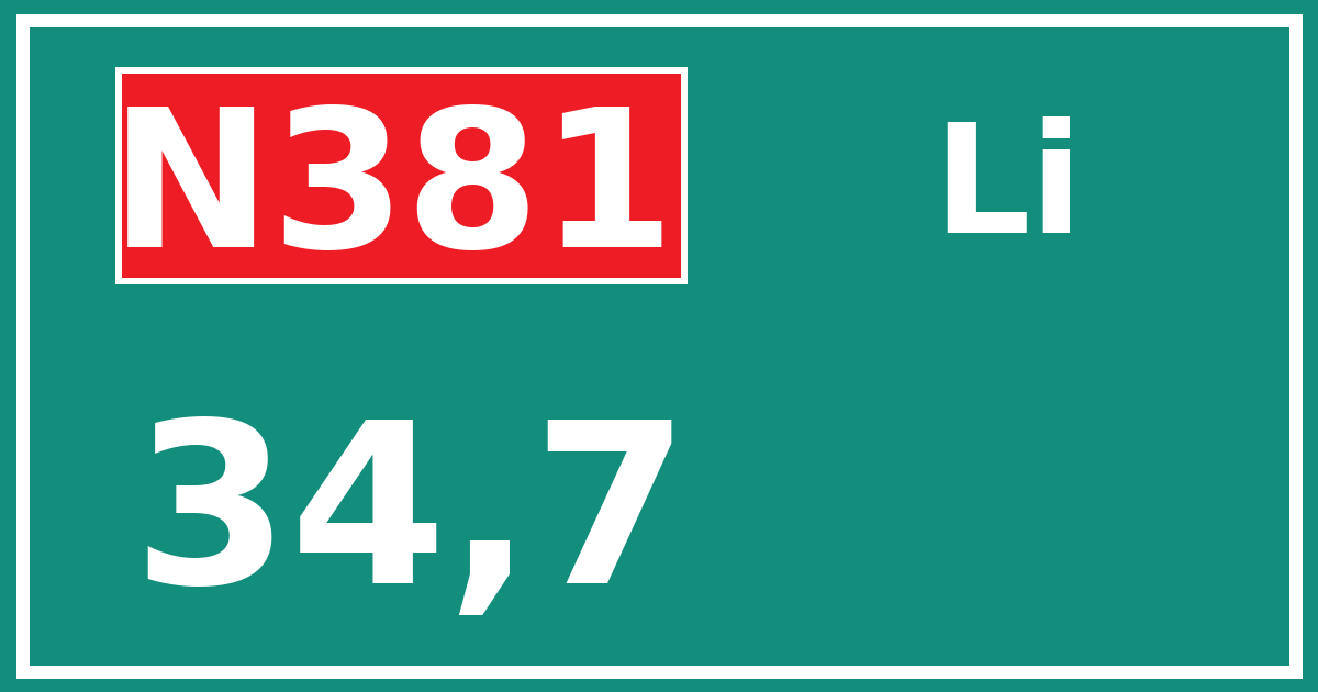 Hectometerbord N381 34,7 zijde Li