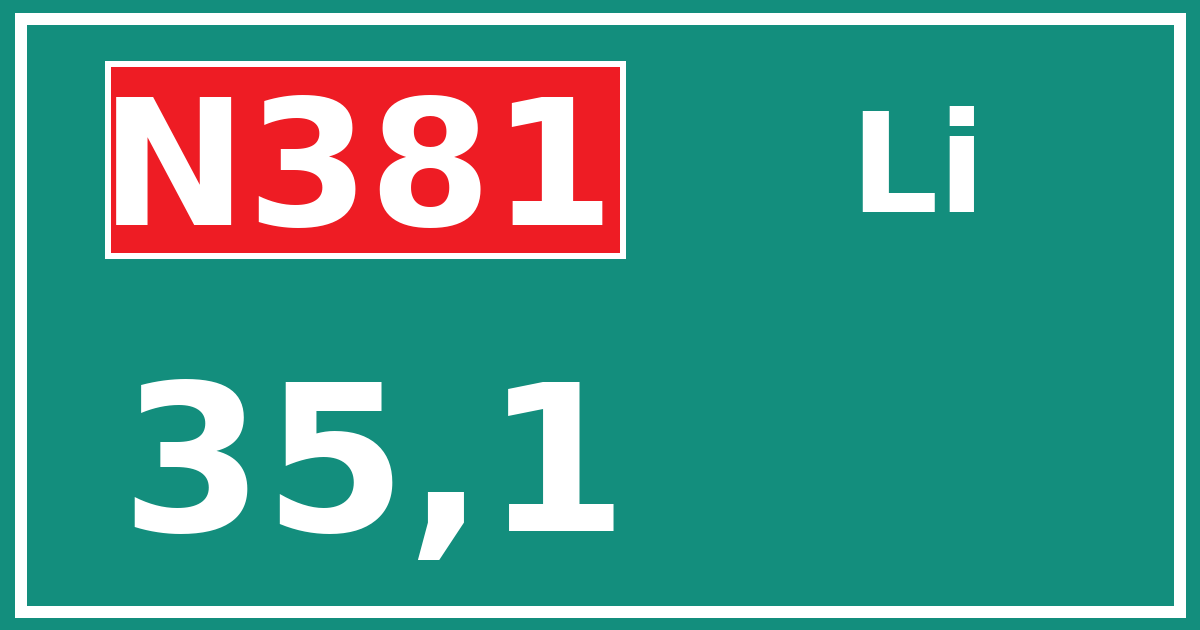 Hectometerbord N381 35,1 zijde Li