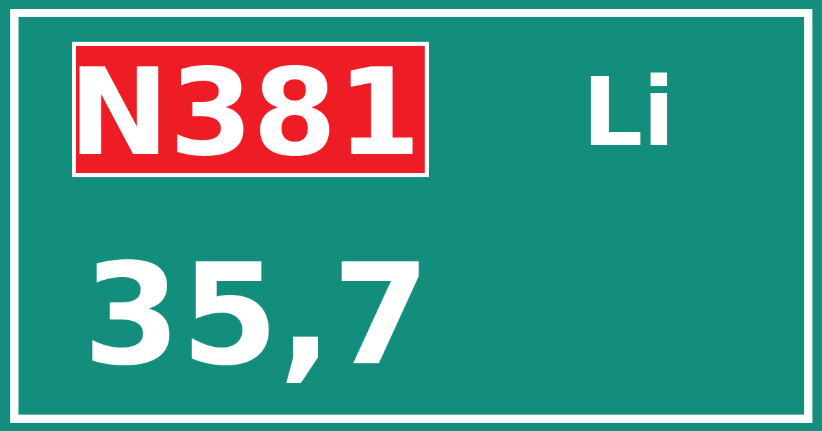 Hectometerbord N381 35,7 zijde Li