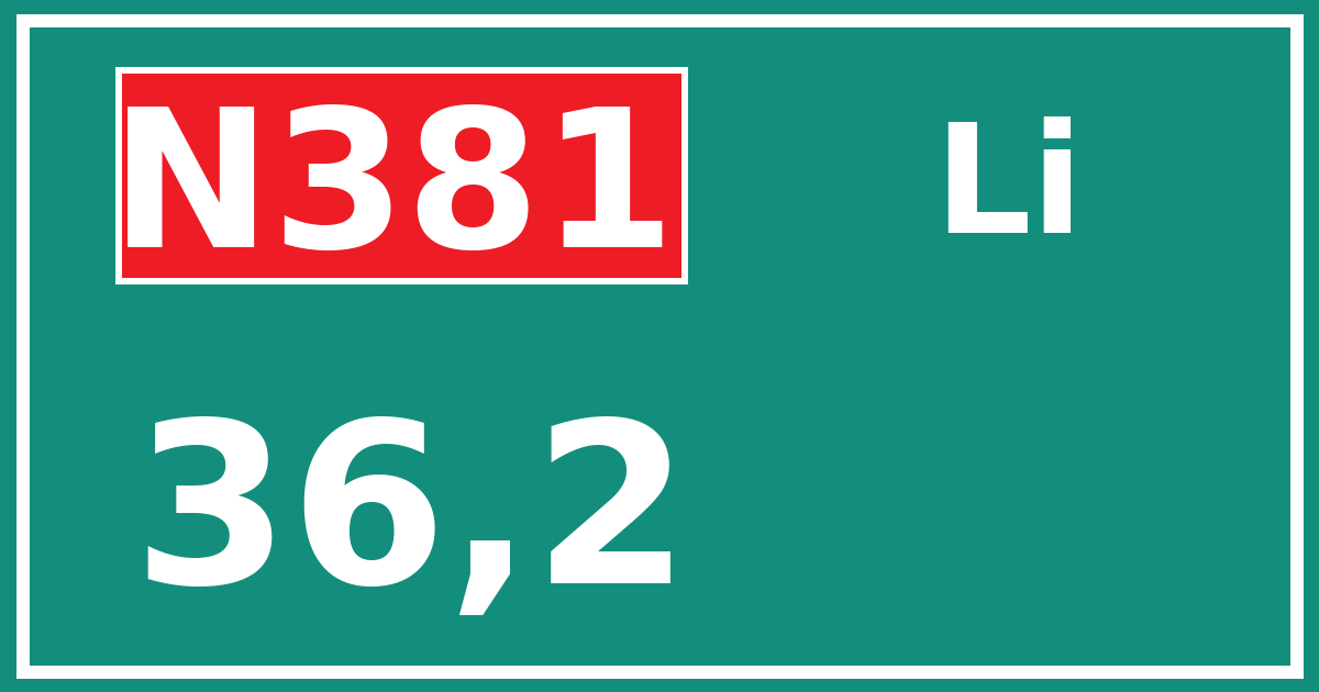 Hectometerbord N381 36,2 zijde Li
