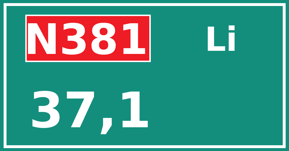 Hectometerbord N381 37,1 zijde Li