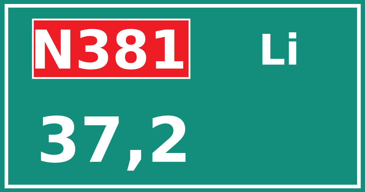 Hectometerbord N381 37,2 zijde Li