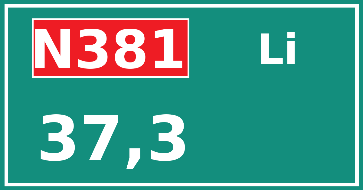 Hectometerbord N381 37,3 zijde Li