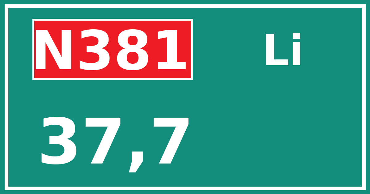 Hectometerbord N381 37,7 zijde Li