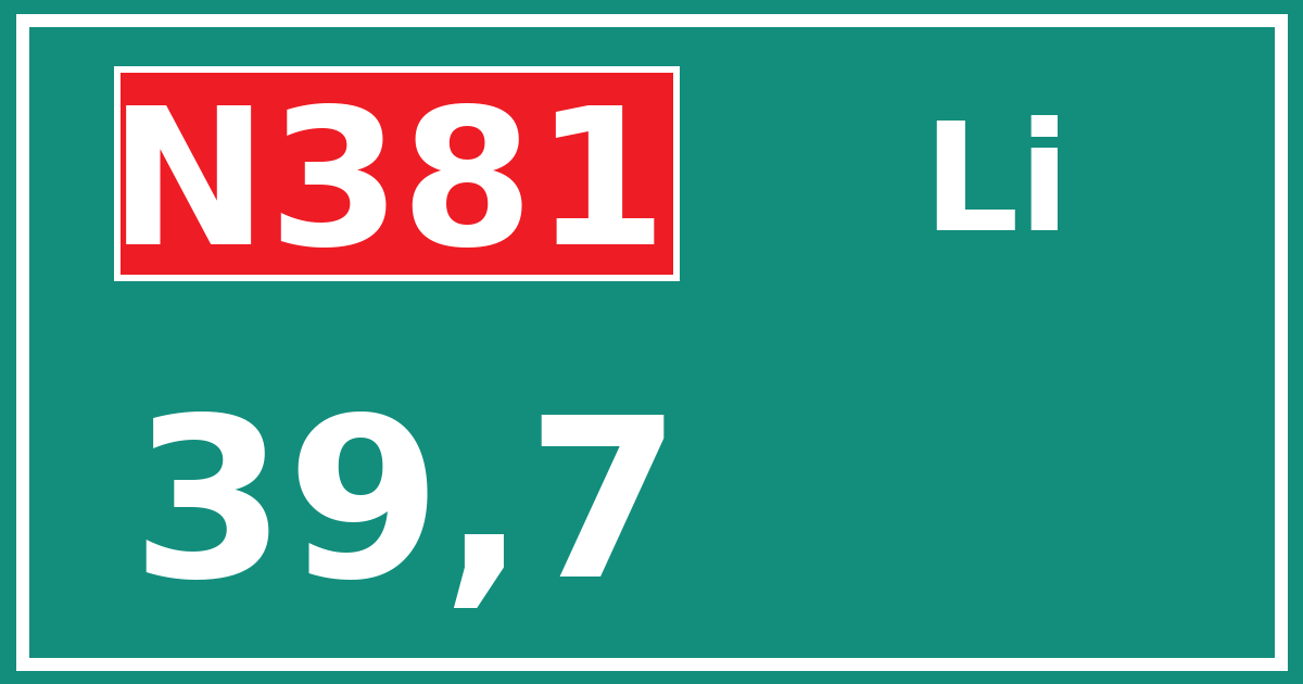 Hectometerbord N381 39,7 zijde Li